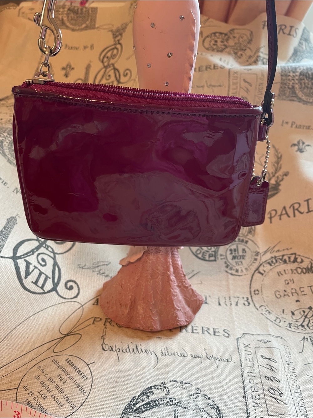 Coach Madison Patent Leather Mini Wristlet in Deep Plum - Picture 2 of 10
